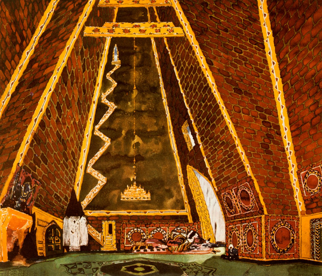 Scenografi for Thamar, ballett av Mily Balakirev, 1912 av Leon Bakst