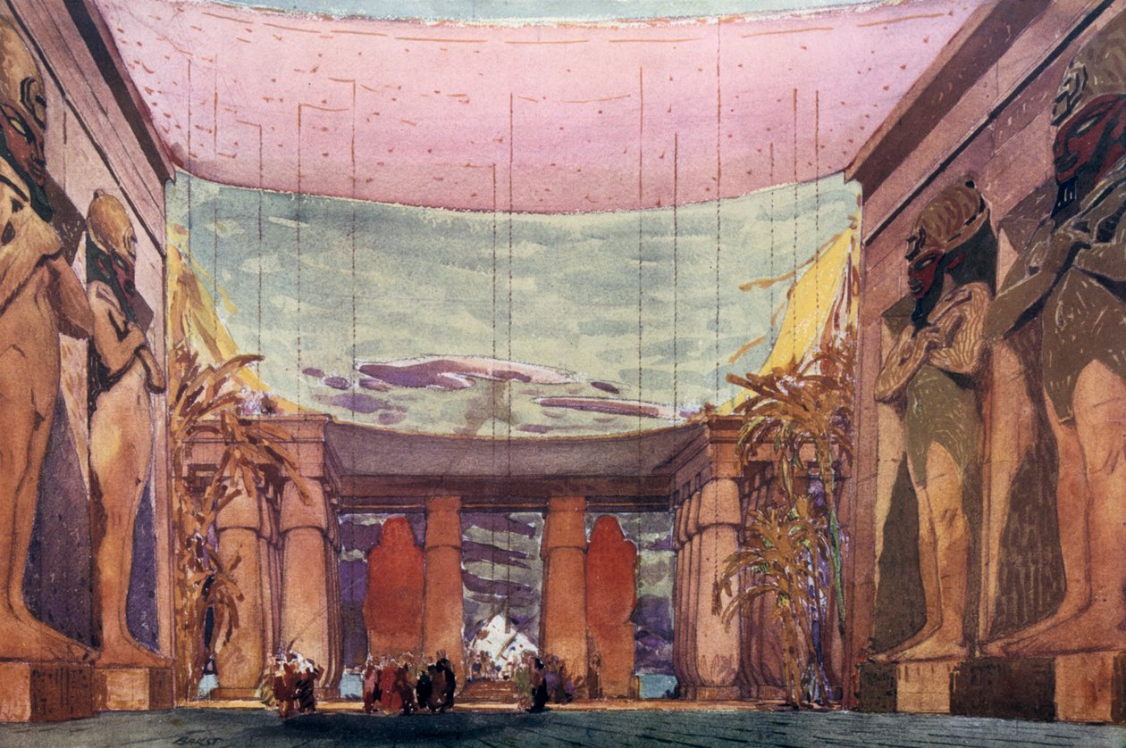 Scenografi for en Ballets Russes-produksjon av Cleopatra, 1909 av Leon Bakst