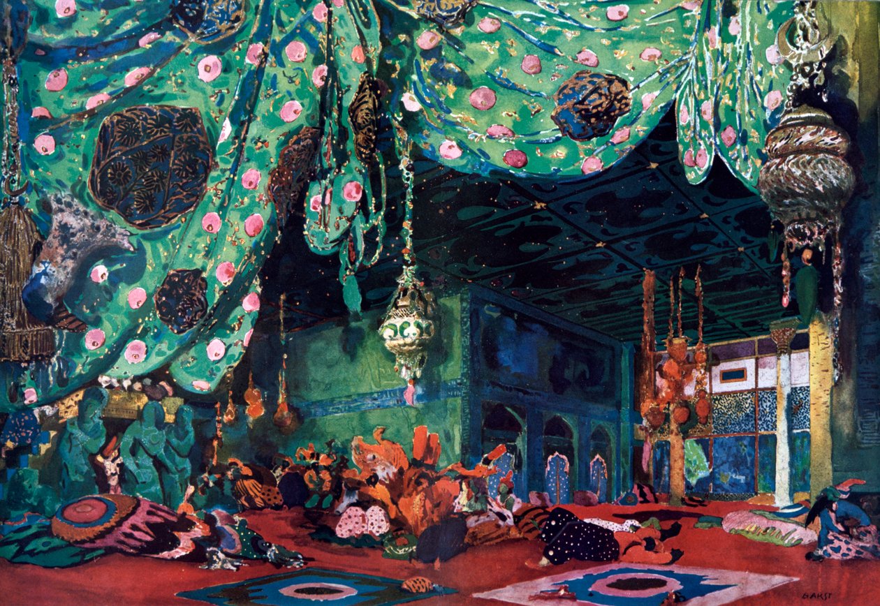 Scenografi for balletten Scheherazade, c1913 av Leon Bakst