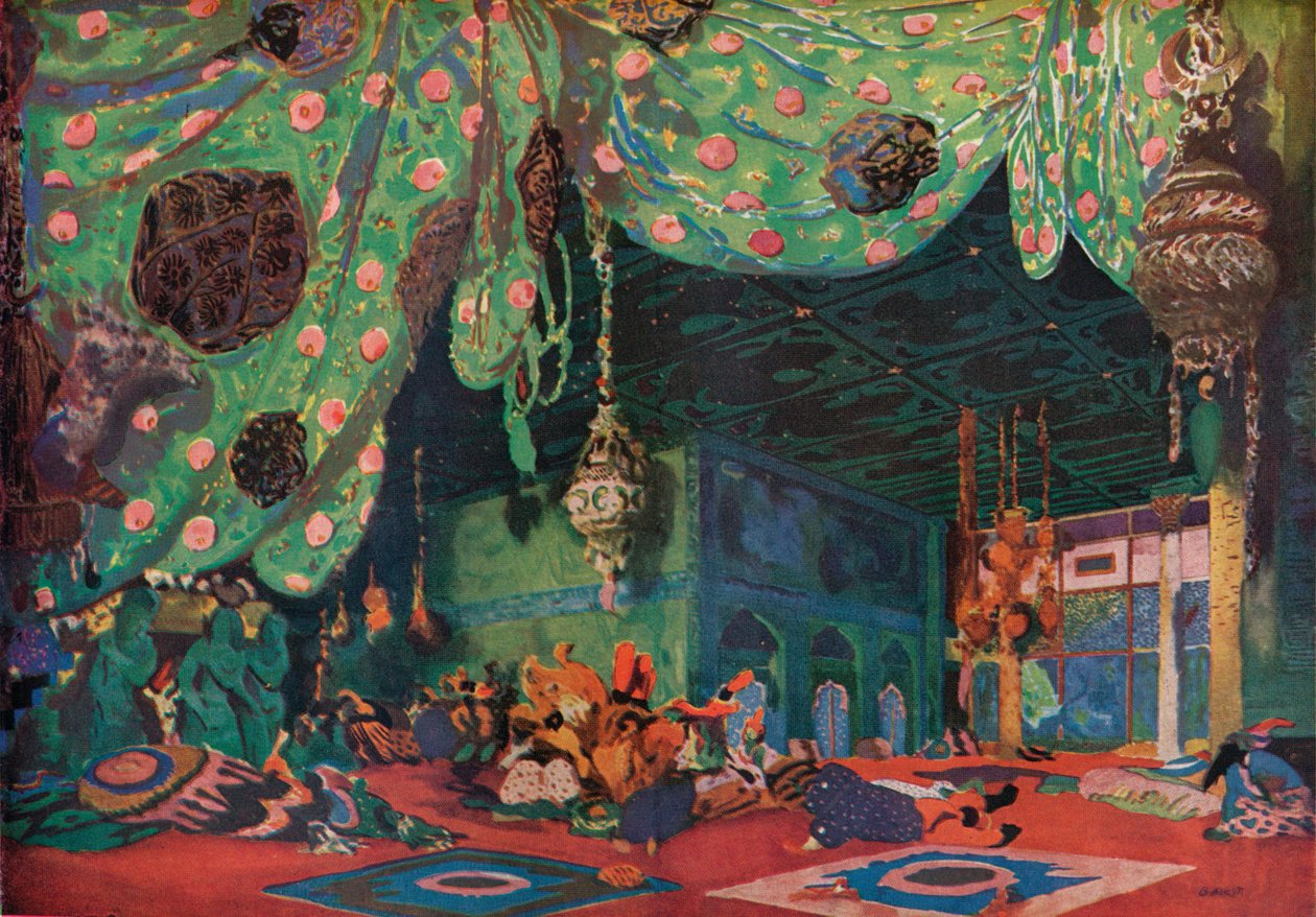 Innstillingen for Scheherazade, 1910 av Leon Bakst