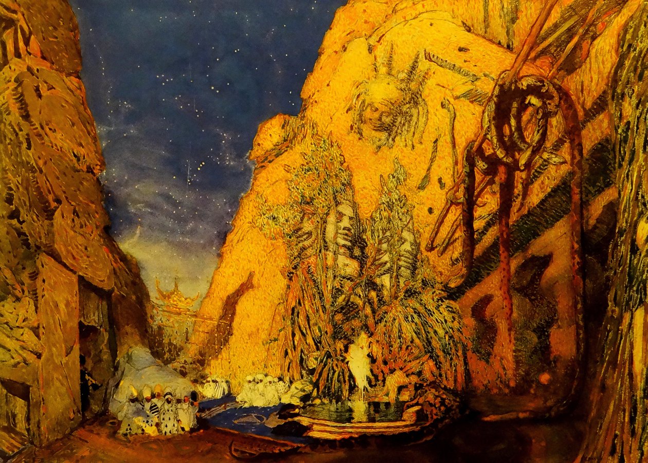 Scenedesign for Ballet Blue God av R. Hahn, 1911 av Leon Bakst