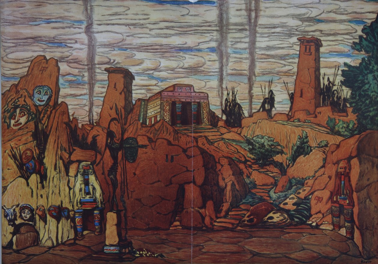 Scenografi for balletten Hélène de Sparte av E. Verhaeren og D. de Séverac, 1912 av Leon Bakst
