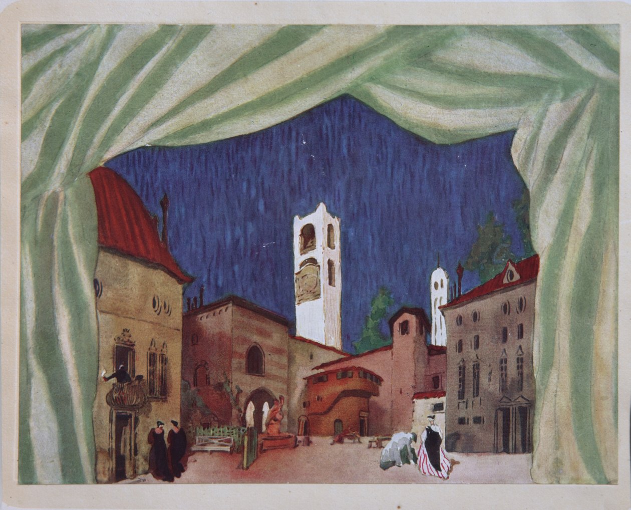 Scenedesign for balletten Kvinner i godt humør av C. Goldoni, 1917 av Leon Bakst