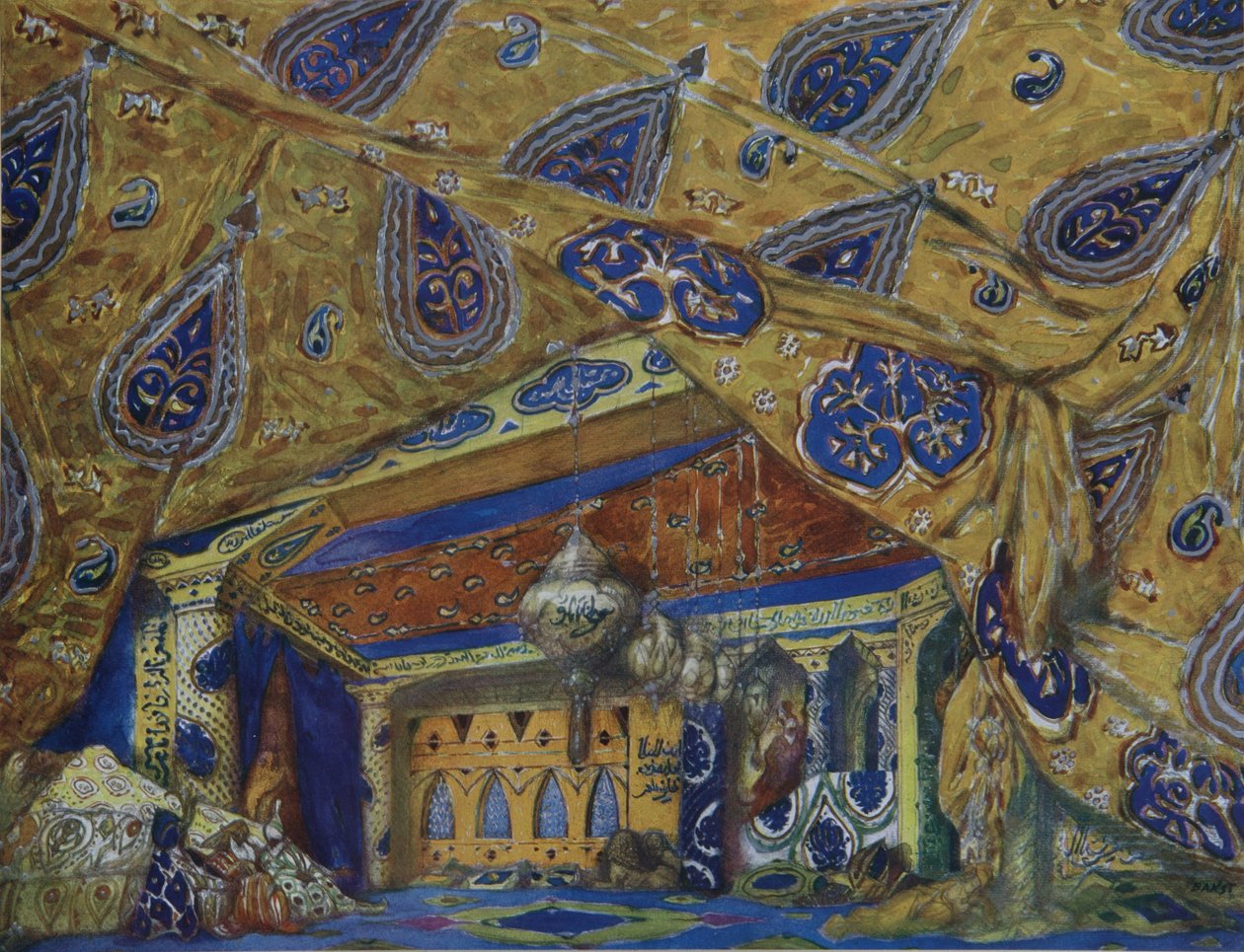 Scenedesign for balletten Oriental Fantasy av Ippolitov-Ivanov og Mussorgsky, 1913 av Leon Bakst
