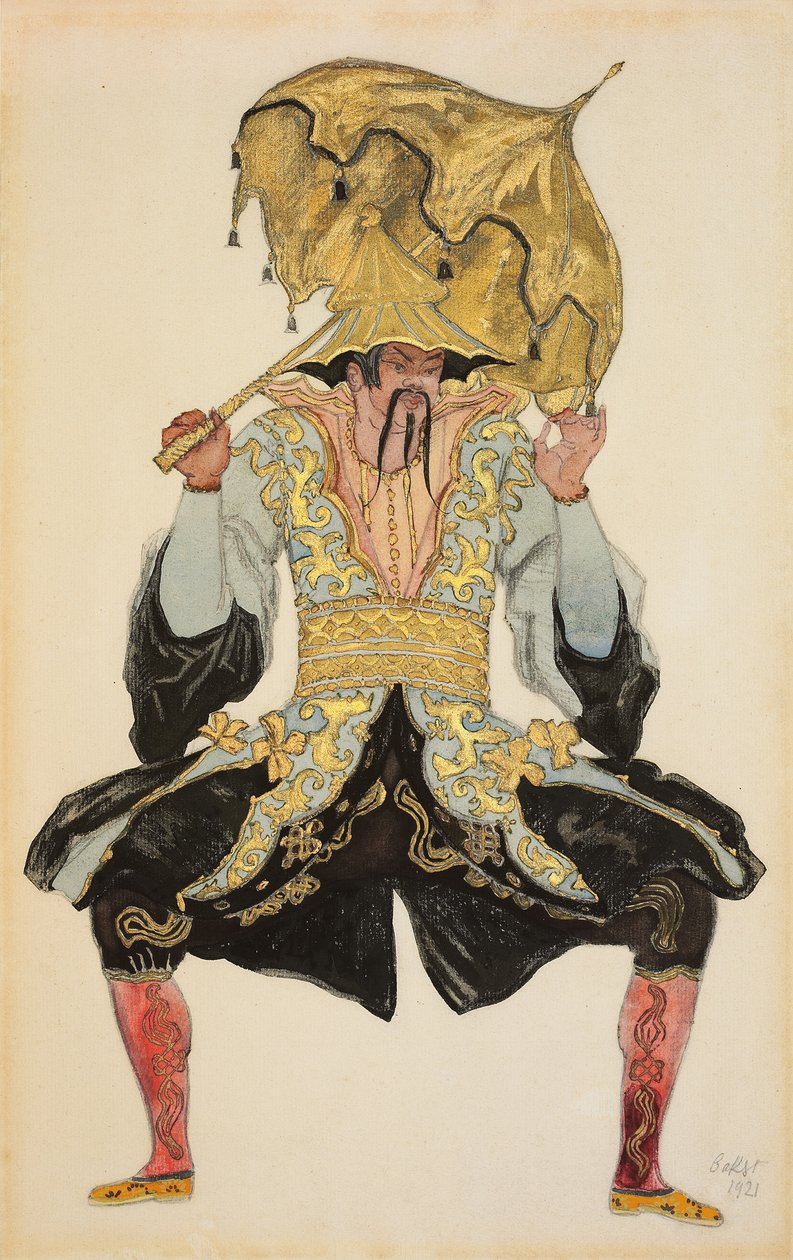 Den kinesiske mandarinen, kostymedesign for "Sleeping Beauty", 1921 av Leon Bakst