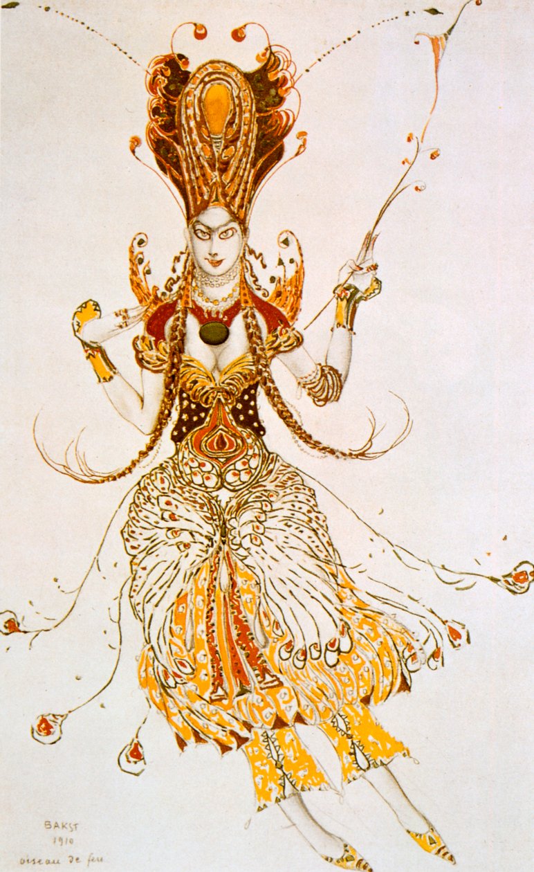 The Firebird, kostymedesign for Stravinskys ballett The Firebird, 1910 av Leon Bakst