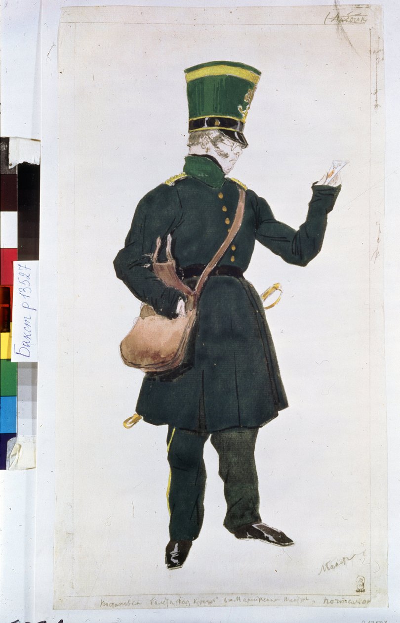 postbudskostymet til balletten "La fee des poupees" regissert av Joseph Bayer (1852-1913) av Leon Bakst