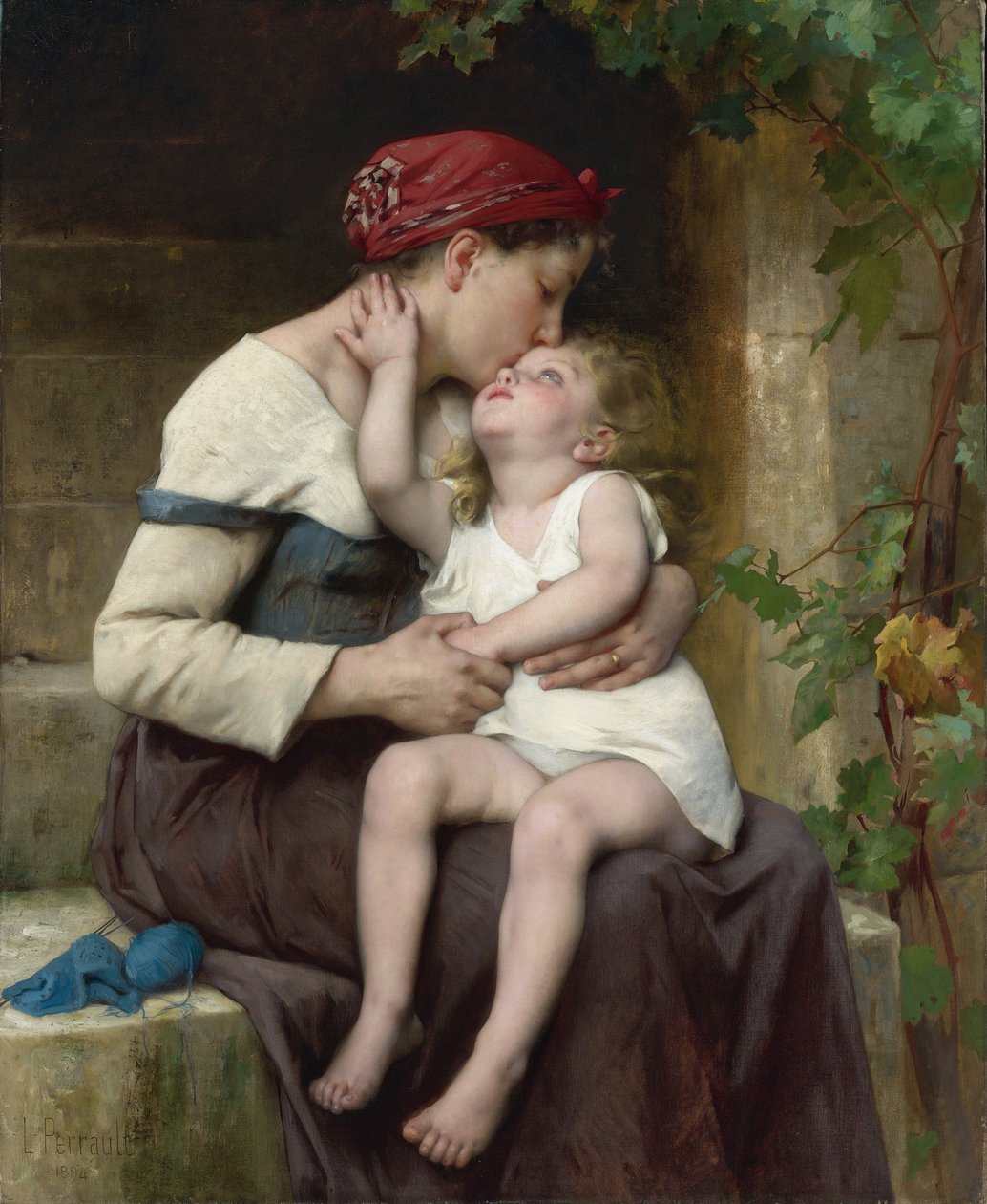 ""Mere et fille"" (Mor og barn) Maleri av Leon Jean Basile Perrault (1832-1908) 1894 Privat samling av Leon Bazile Perrault