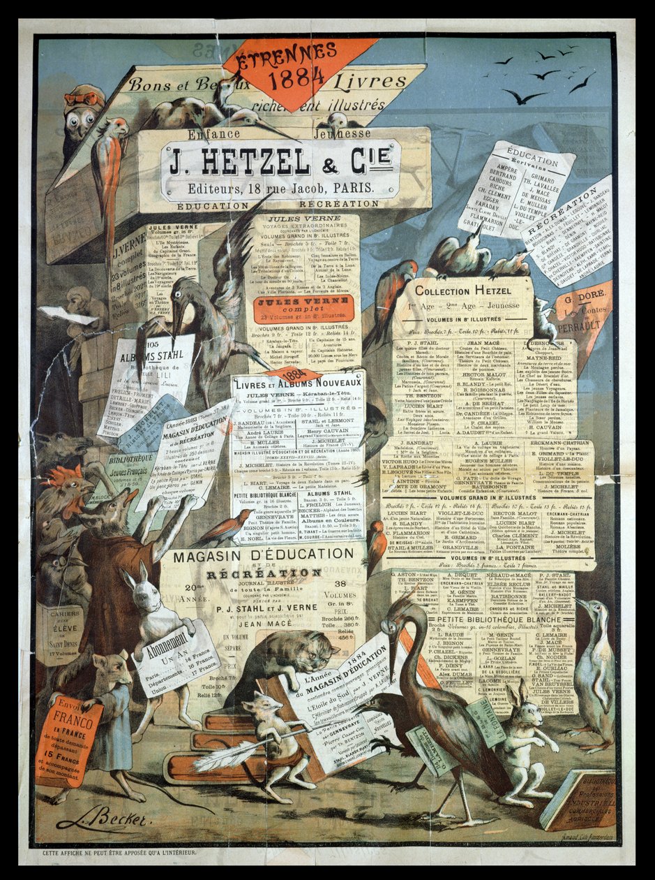 Annonse for forlaget Hetzel fra Le Monde Illustre, desember 1883 av Leon Becker