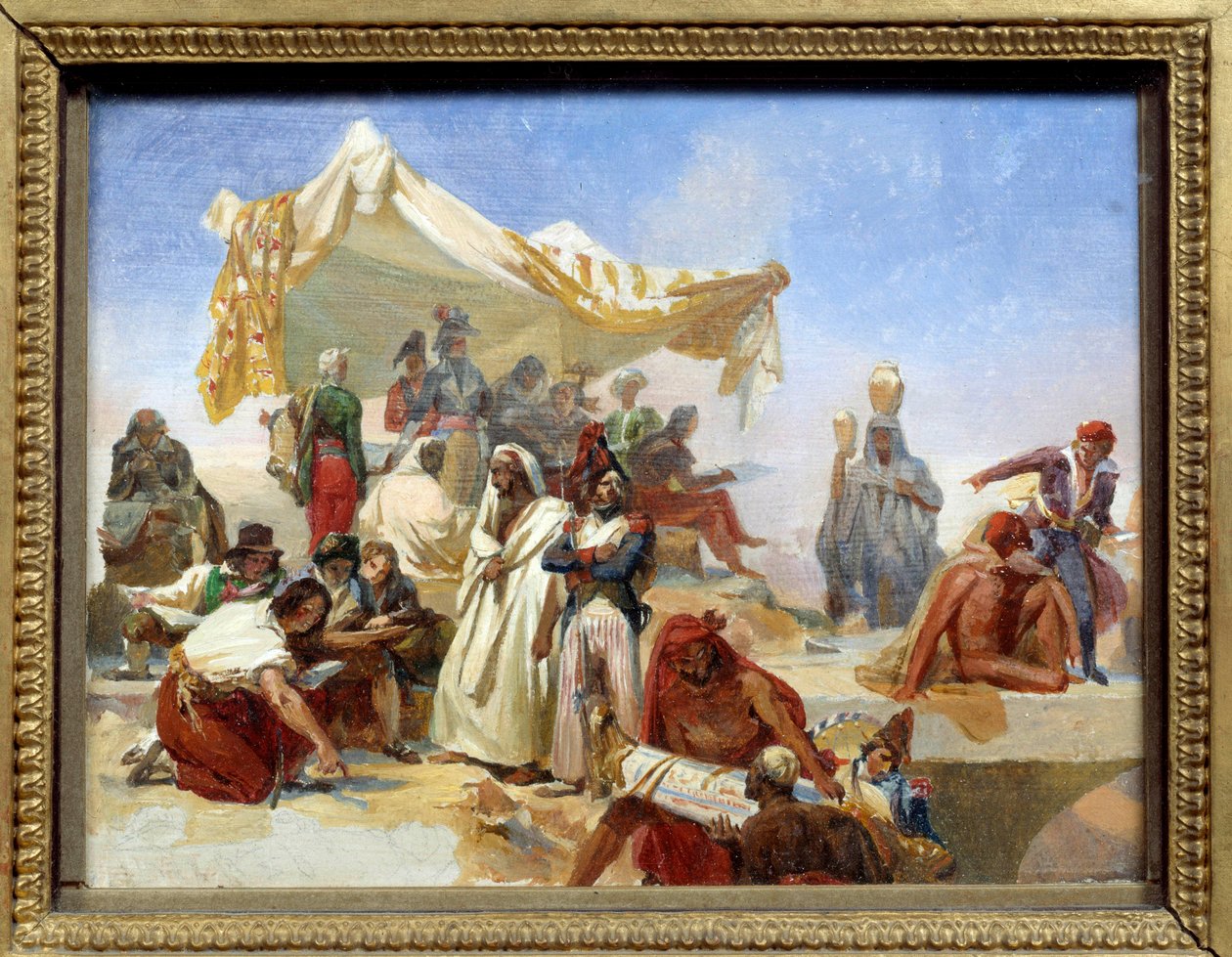 Campaign of Egypt (1798-1801): "" Ekspedisjon av Egypt under ordre fra Napoleon Bonaparte (1769-1821)"" Maleri av Leon Cogniet (1794-1880) 1800-tallet av Léon Cogniet
