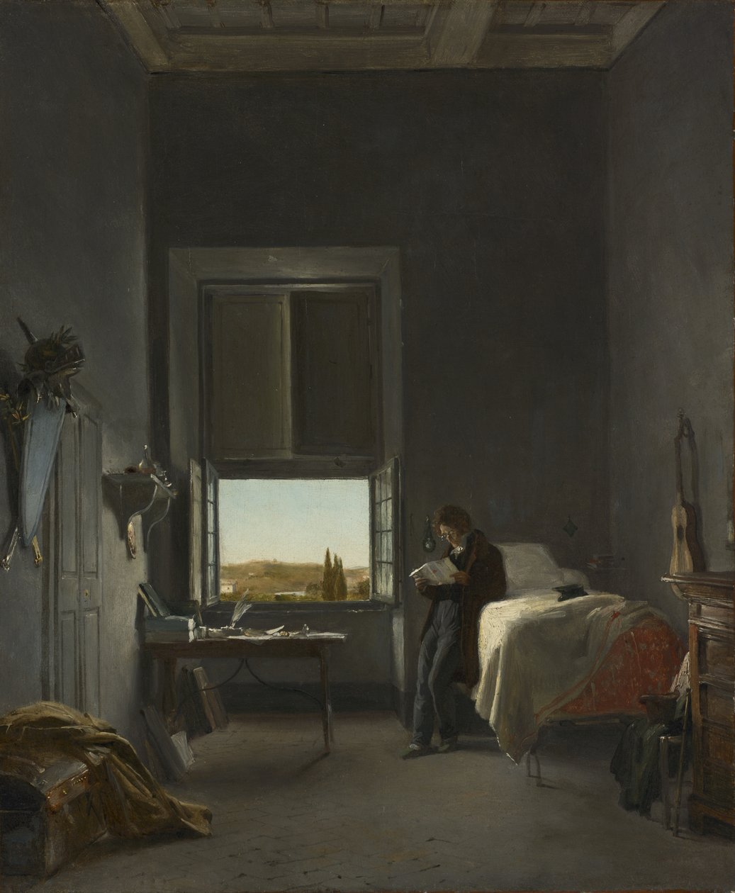Kunstneren på rommet hans i Villa Medici, Roma av Léon Cogniet