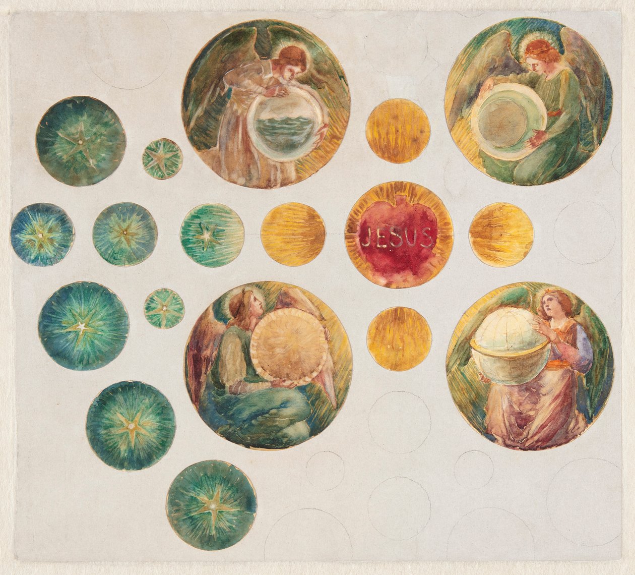 Studie for Rose Window for St. John the Baptist Church, Brooklyn, NY av Leon Dabo