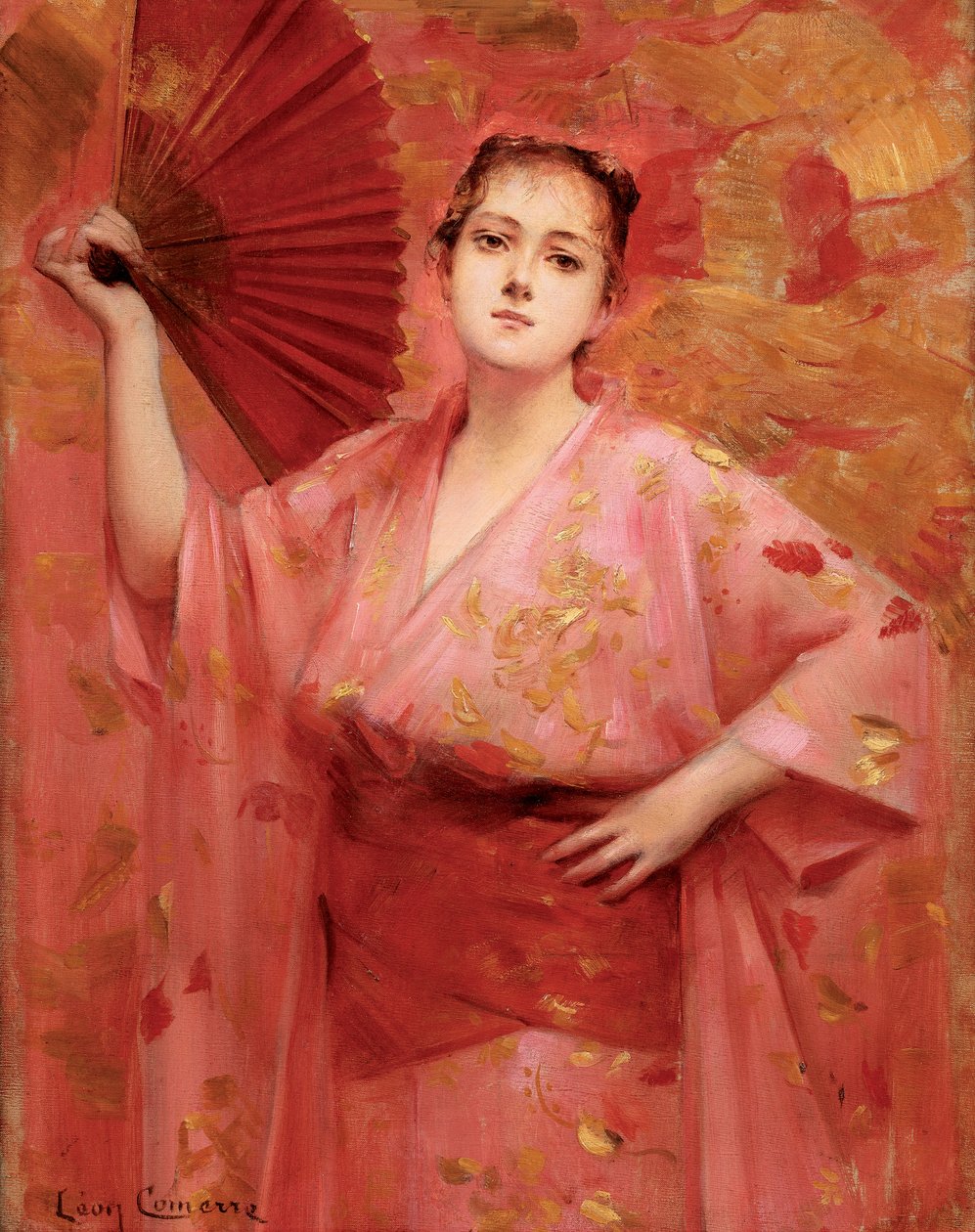 Georges Achille-Fould i japansk kjole, ca 1885. av Leon Francois Comerre