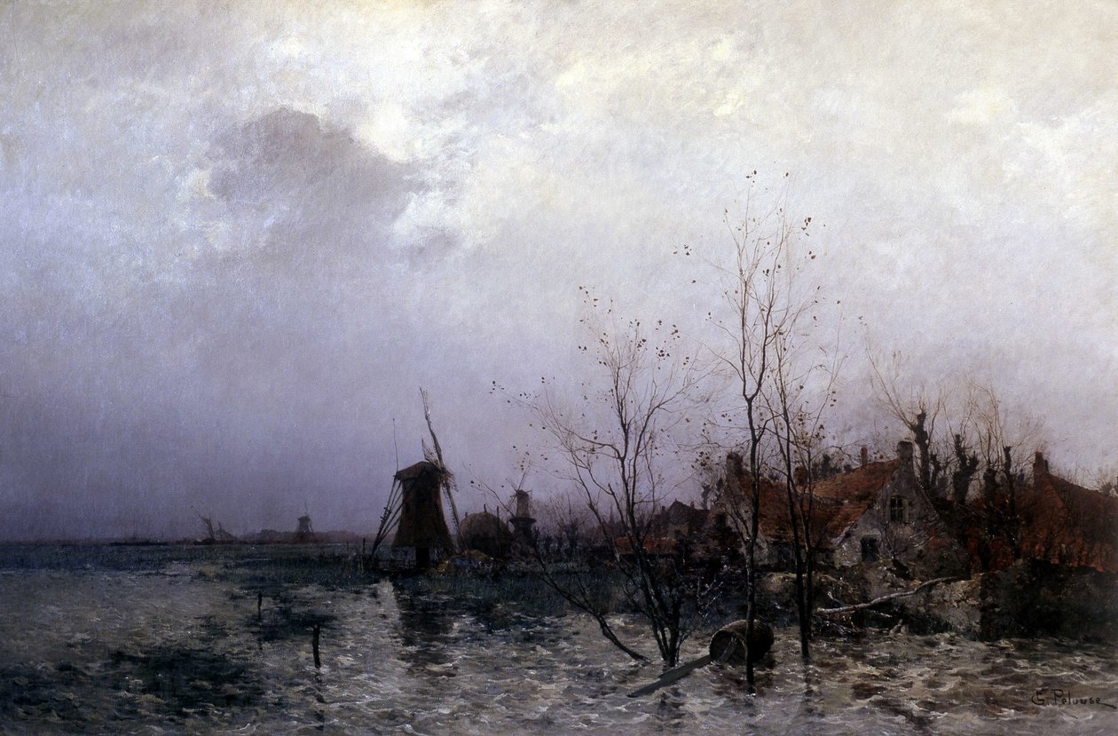 Fylte enger i Holland (olje på lerret) av Leon Germain Pelouse
