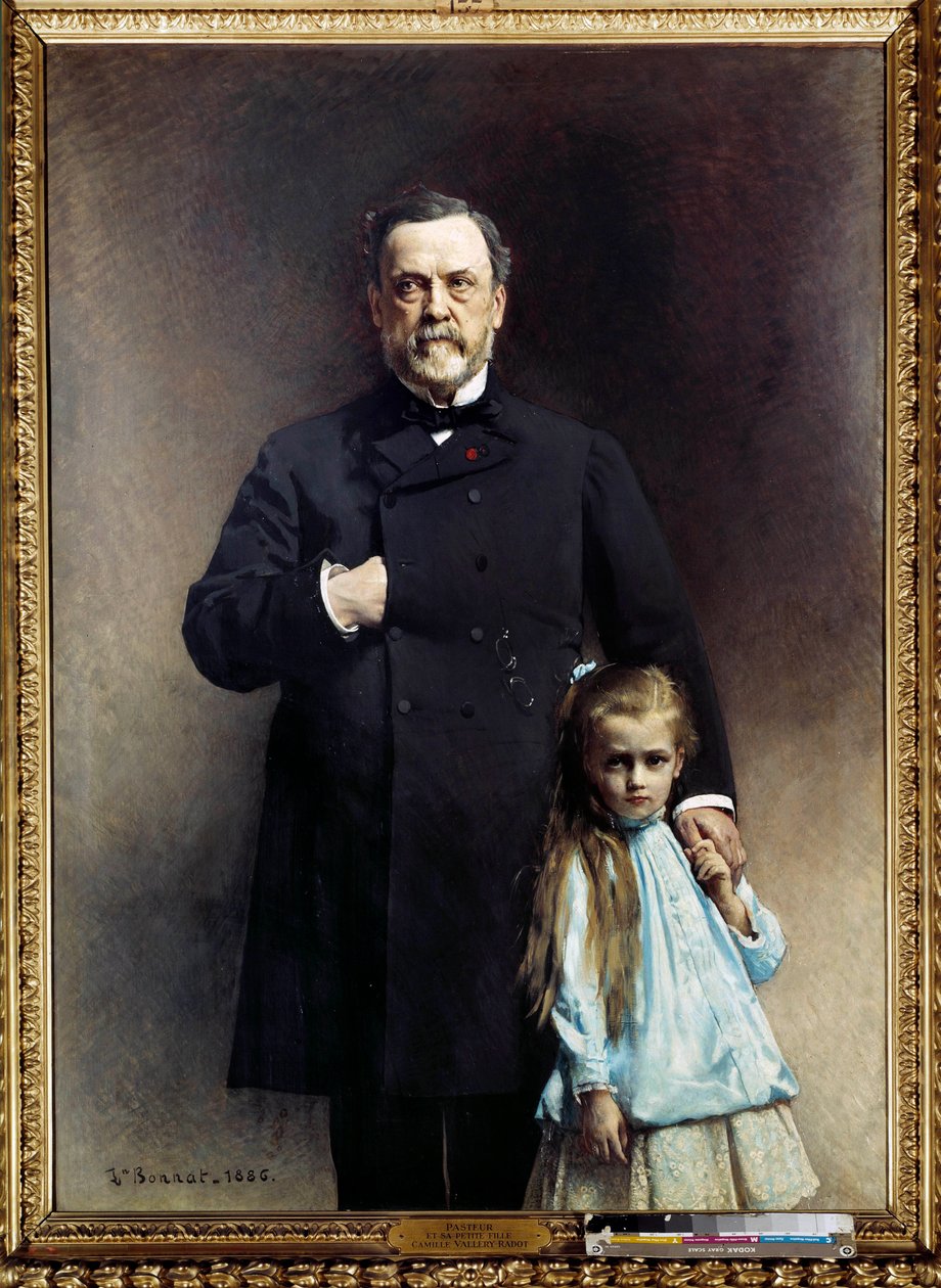 Portrett av den franske legen Louis Pasteur (1822-1895) med sin lille datter Camille Vallery Radot Maleri av Leon Joseph Bonnat (1833-1922) 1886 Paris, musee Pasteur - Portrett av den franske legen Louis Pasteur (1822-1895) med sin store - datter, C av Leon Joseph Florentin Bonnat