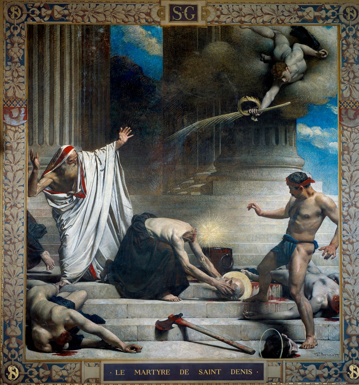 The Martyrdom of Saint Denis, Eveque of Paris Maleri av Leon Joseph Bonnat (1833-1922) 1800-tallet - Paris, Pantheon av Leon Joseph Florentin Bonnat