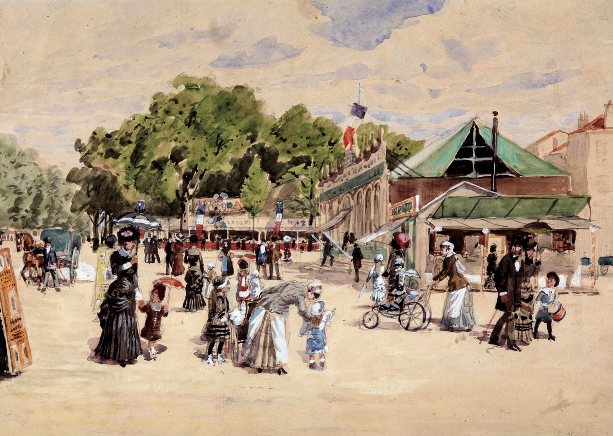 Turen til messeområdet. Maleri av Leon Joseph Voirin (1833-1887) av Leon Joseph Voirin