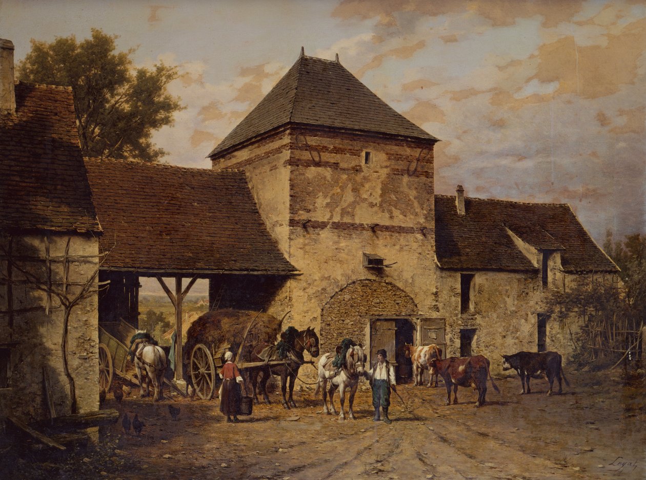 The Farmyard (olje på lerret) av Leon Legat