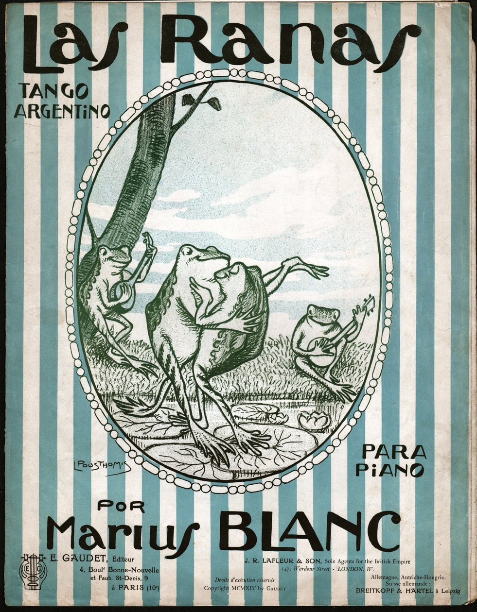 Frosker som danser tango. 1914 (illustrasjon) av Leon Pousthomis