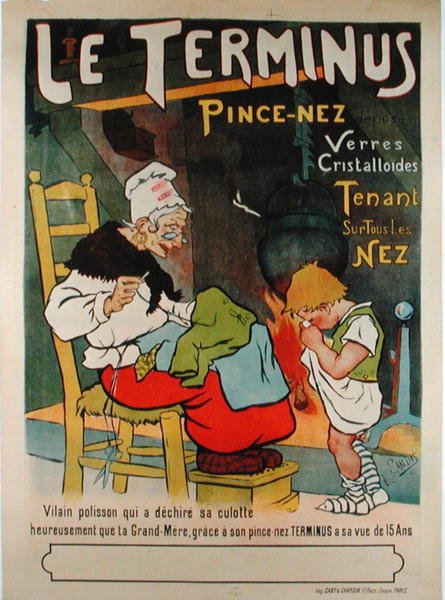 Plakat som reklamerer for «Le Terminus pince-nez» av Leon Sandis