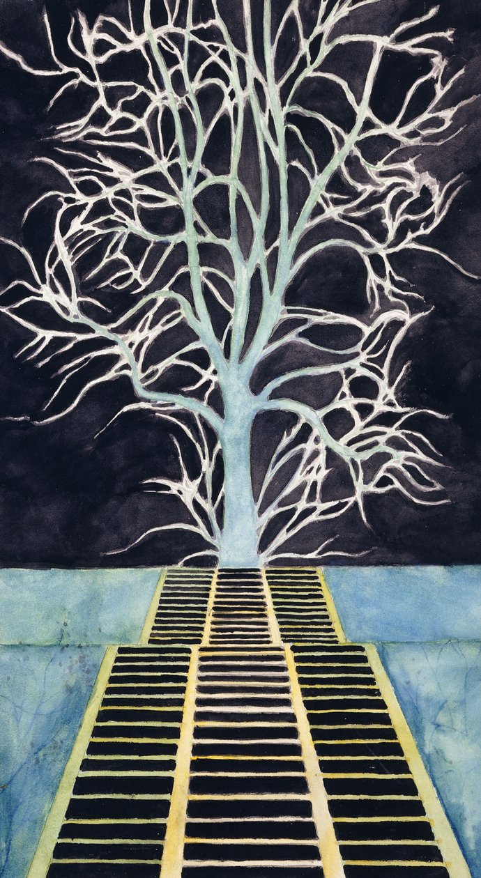 Treet ved enden av trappen - De boom boven aan de trap av Leon Spilliaert