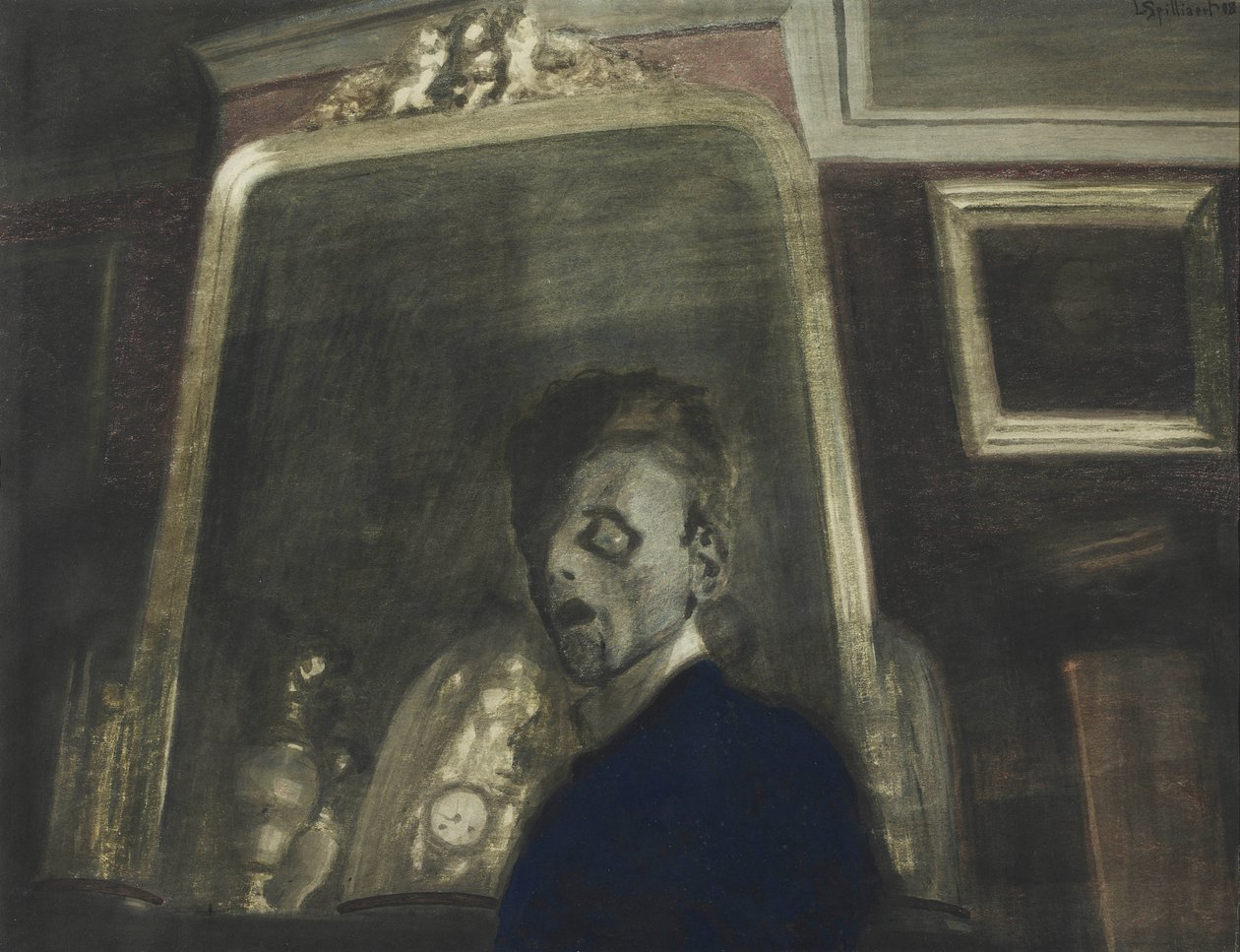 Self-Portrait Before the Mirror, 1908.    1192679   no       norwegian Successfully Translated  Original: Portrait of a Lady Translat: Portrait of a Lady 1225506 no norwegian Successfully Translated Original: Stele anonymous. Egypt, 237 H./887. Marble, scu av Leon Spilliaert