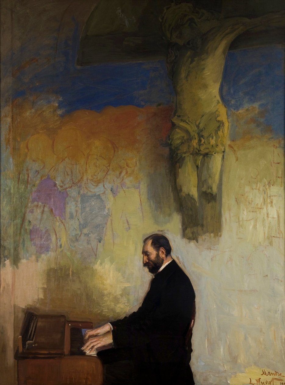 Portrett av Felix Jasienski (1861-1929) ved orgelet av Leon Wyczolkowski