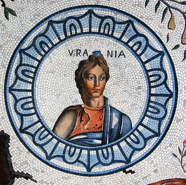 Urania, Muse of Astronomy (fargegravering) av Leon de (after) Laborde