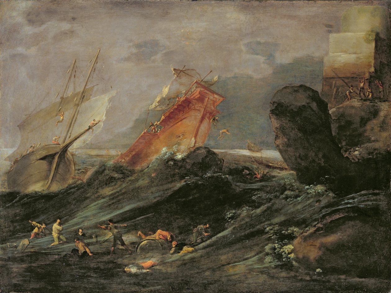 Shipwreck on a Rocky Shore, ca. 1645-50 av Leonard Bramer