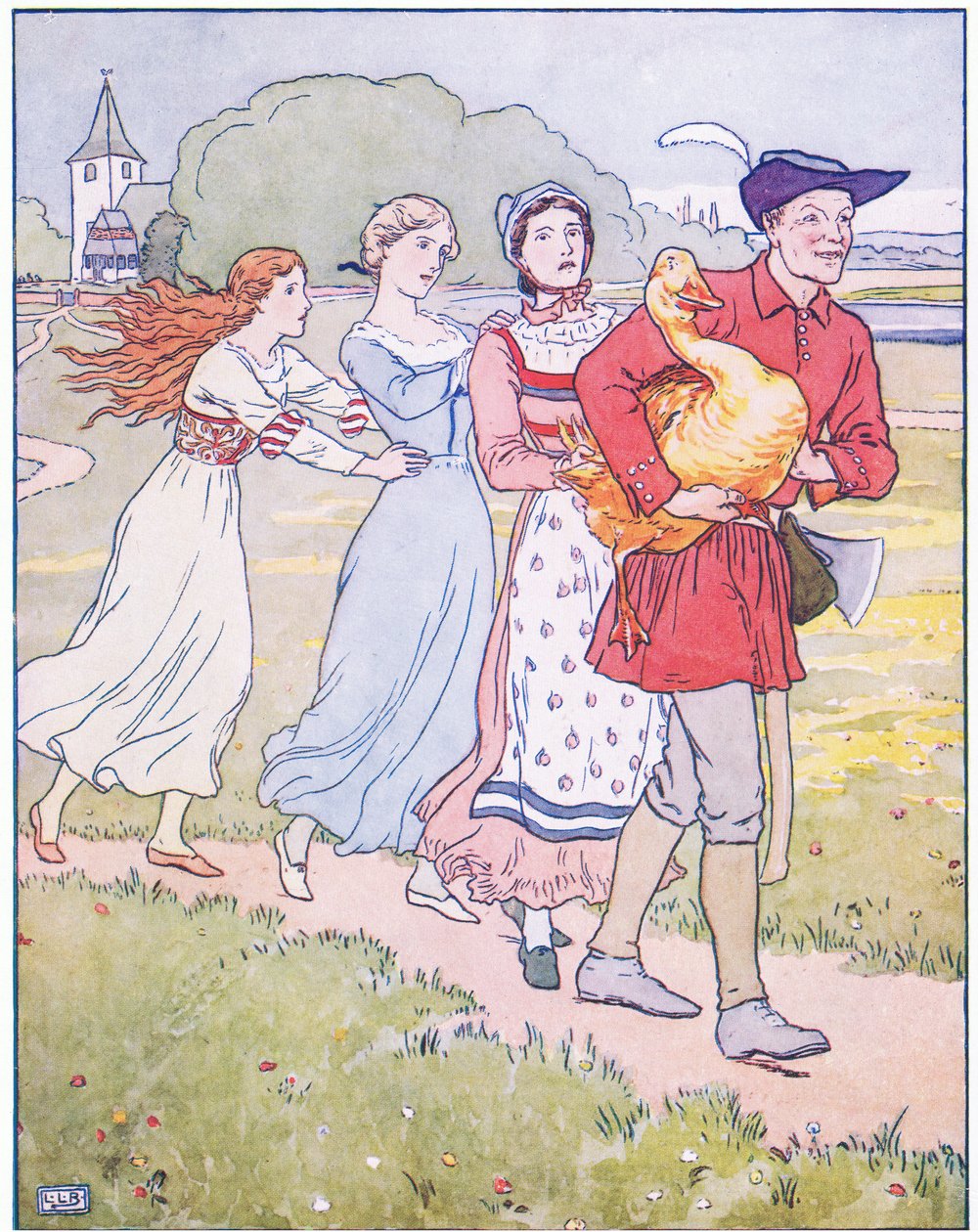 Simpleton tok gåsen under armene av Leonard Leslie Brooke