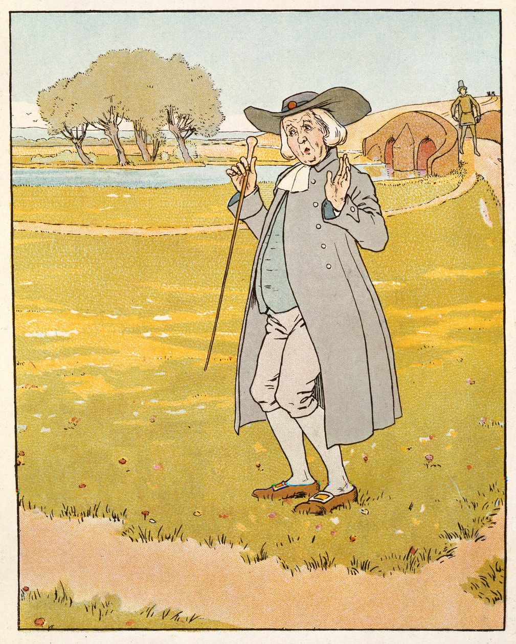 Prestens kontorist ble overrasket, illustrasjon fra The Golden Goose av Leonard Leslie Brooke