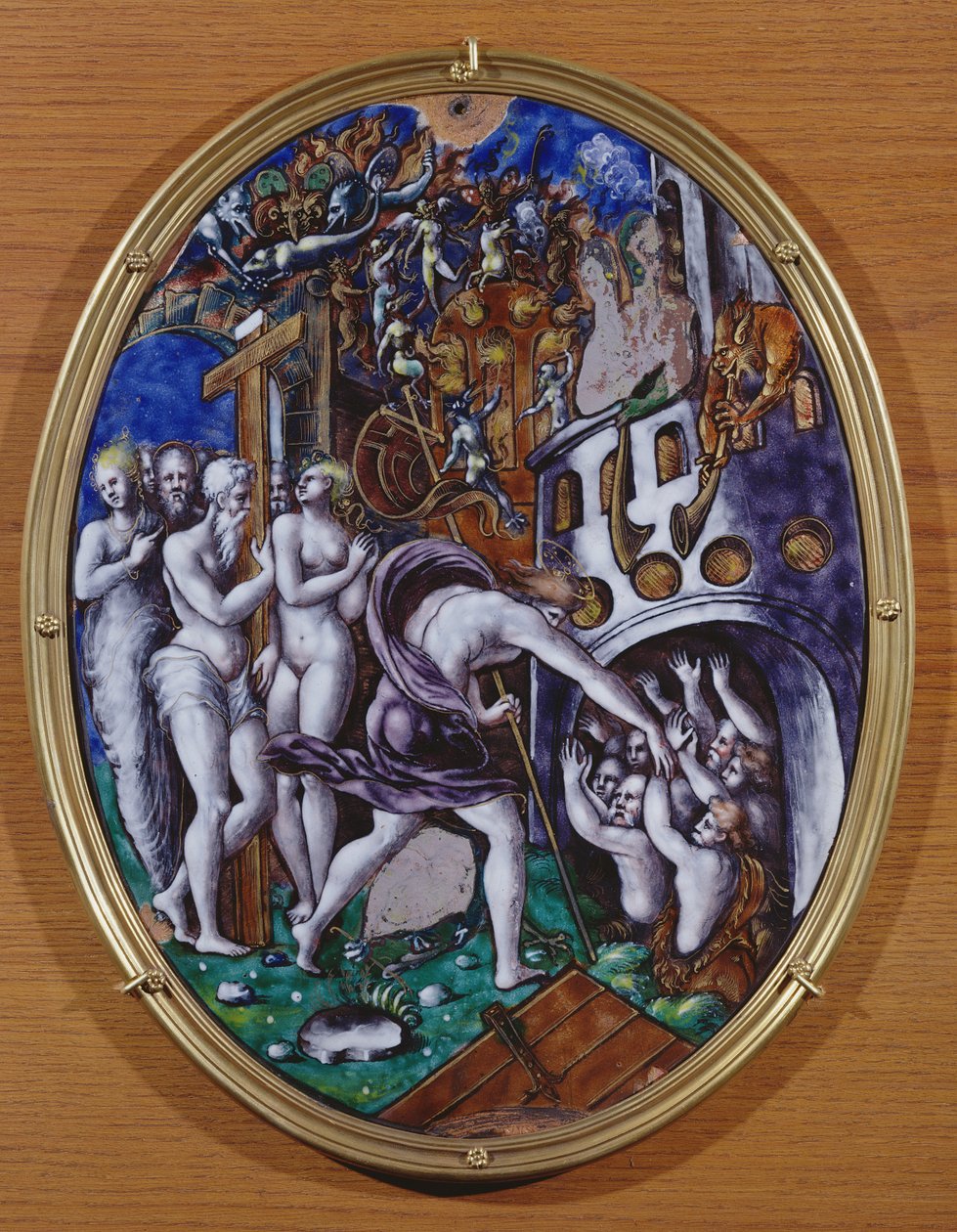 Christ's Descent into Limbo, 1557 (malt emalje) av Leonard Limosin