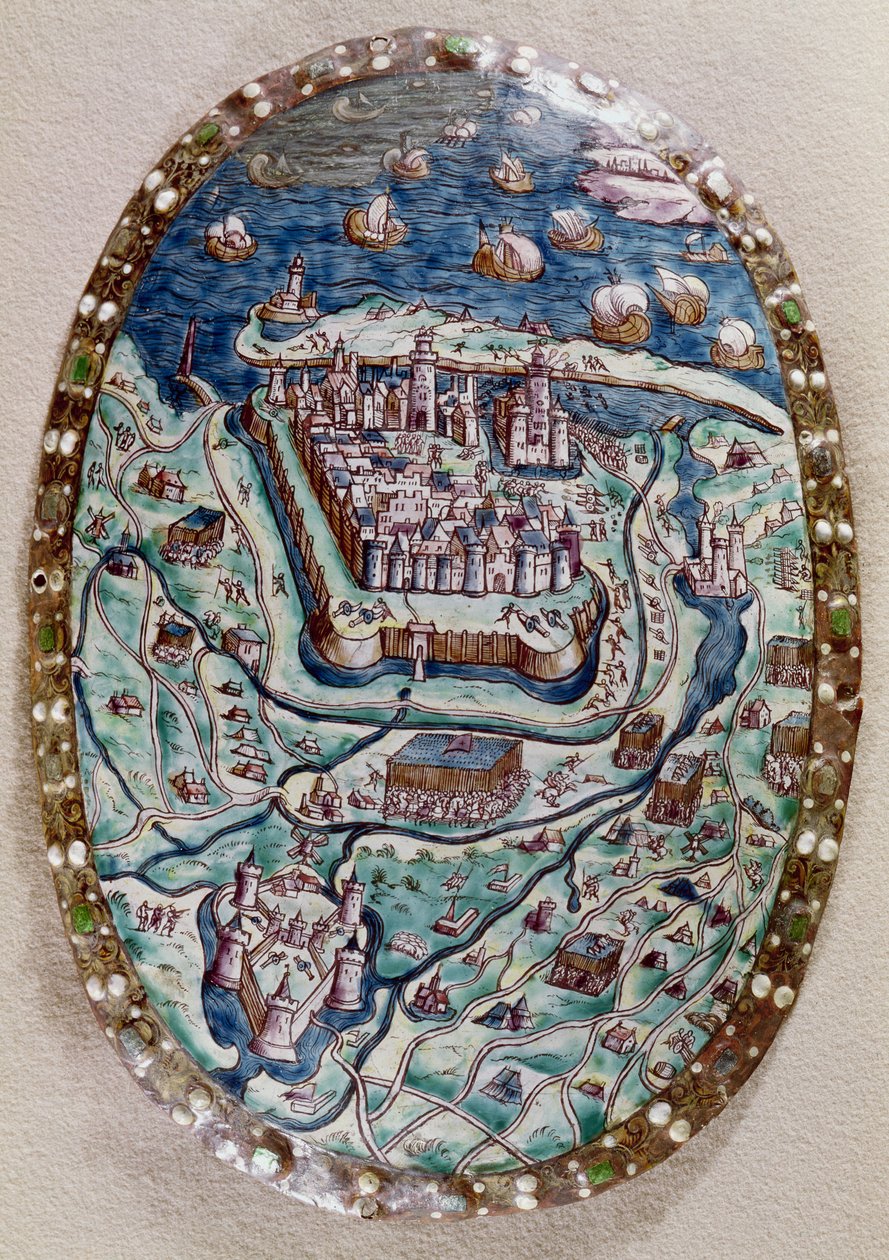 Capture of Calais av franskmennene i 1558 (emalje) av Leonard Limosin