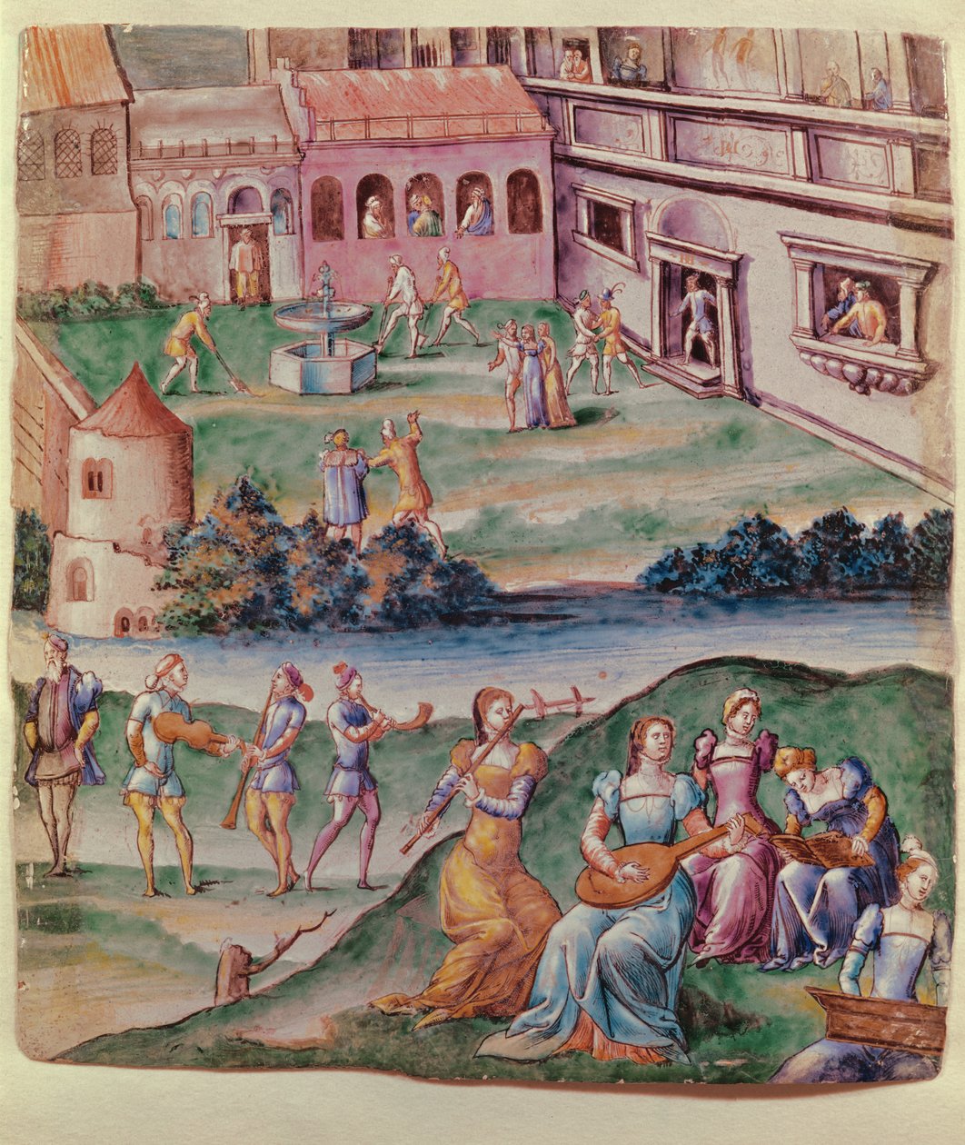 Konsert i gårdsplassen til et slott (emalje) av Leonard Limousin