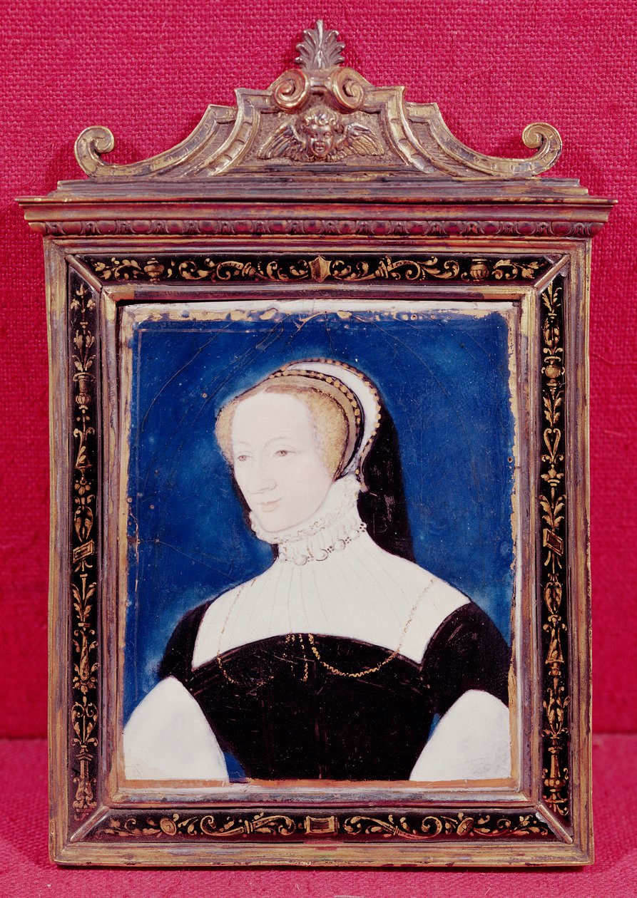 Portrett antas å være Marguerite de Valois (1492-1549) (malt emalje) av Leonard Limousin
