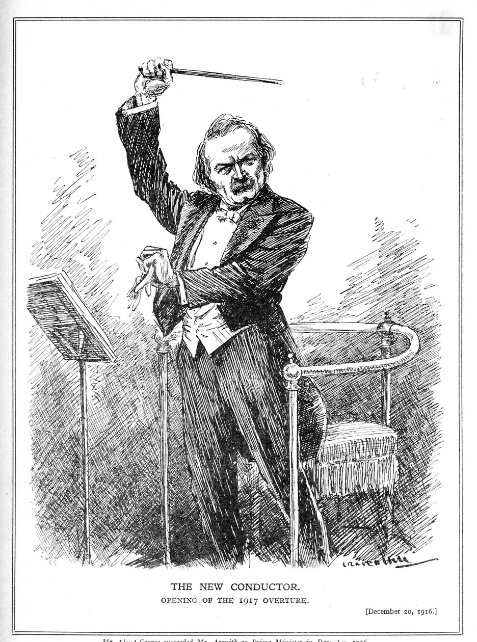 Lloyd George som den nye dirigenten for koalisjonsregjeringen, desember 1916 av Leonard Raven Hill