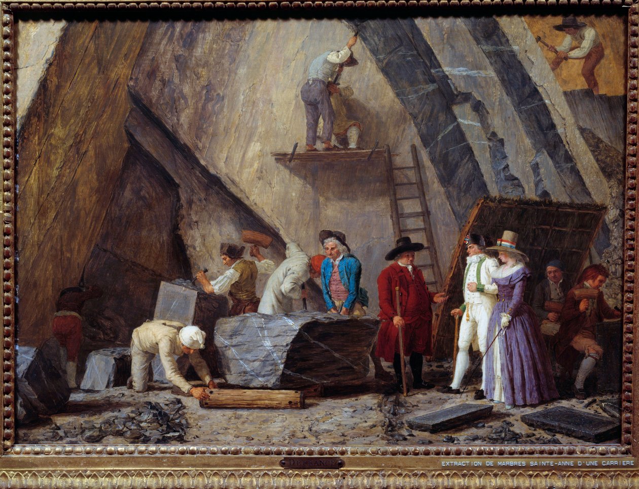 Utvinning av Saint-Anne-marmor fra et steinbrudd av Léonard Defrance