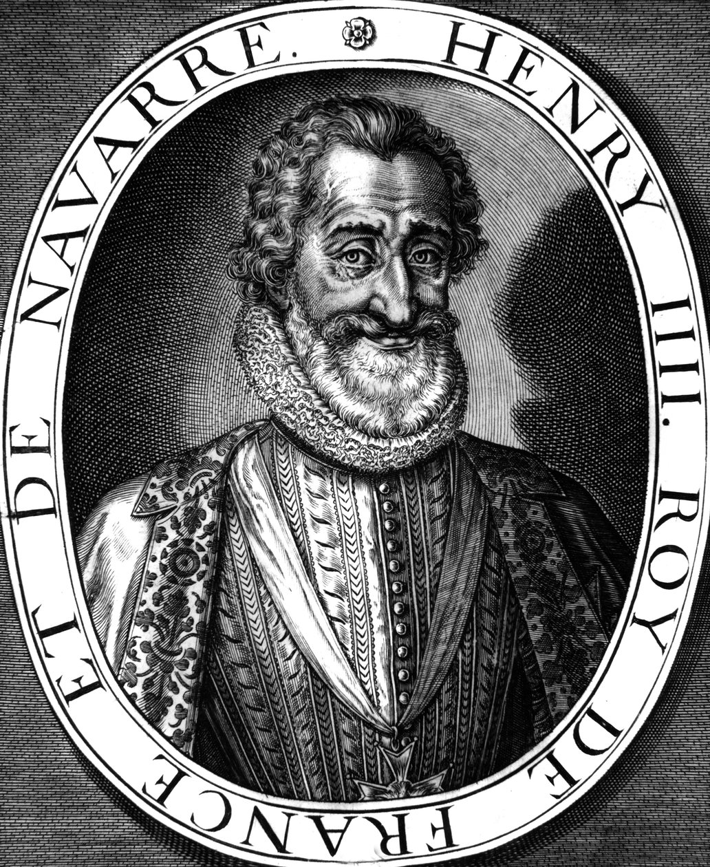 Henri IV (1553-1610) fransk konge i 1589-1610, gravering av Leonard Gaultier og N. de Mathoniere av Leonard Gaultier