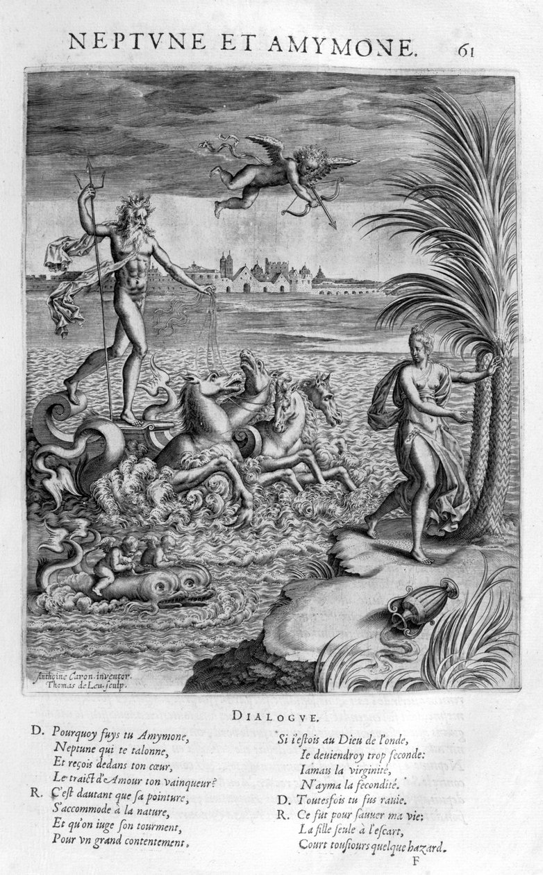 Neptun med Amymone, datter av Danaus, som han forhindrer å bli overfalt av en satyr av Leonard Gaultier