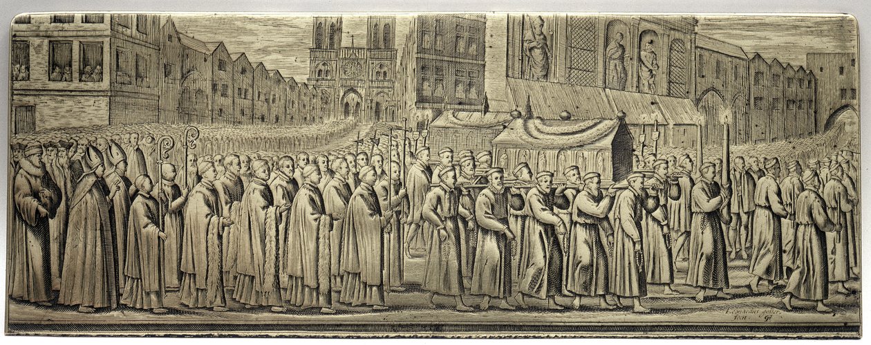 Procession of the Hunting of Sainte Genevieve - av Leonard Gaultier (1561-1641). av Leonard Gaultier