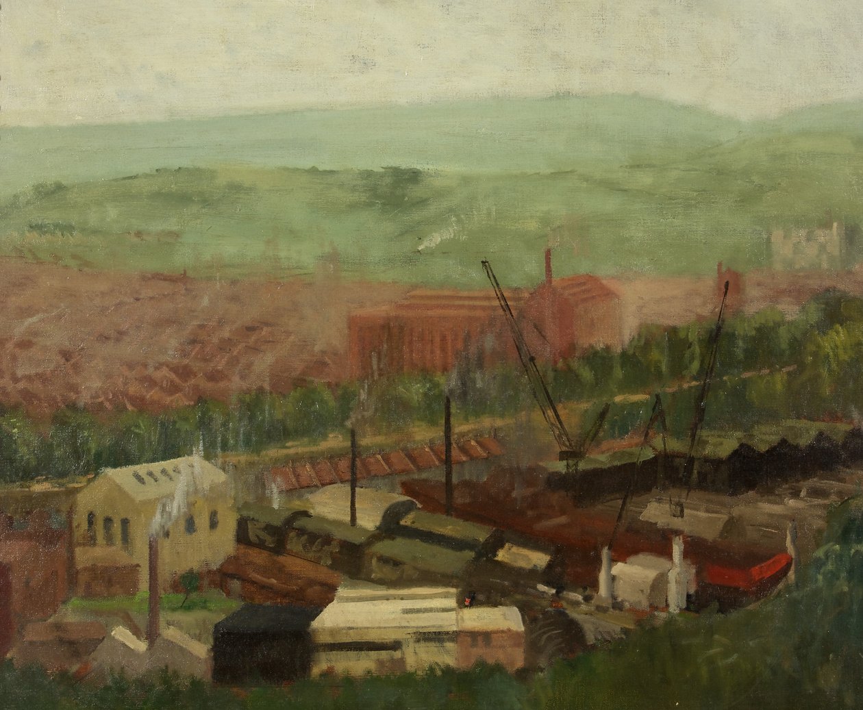 Bristol fra Brandon Hill (olje på lerret) av Leonard Greaves