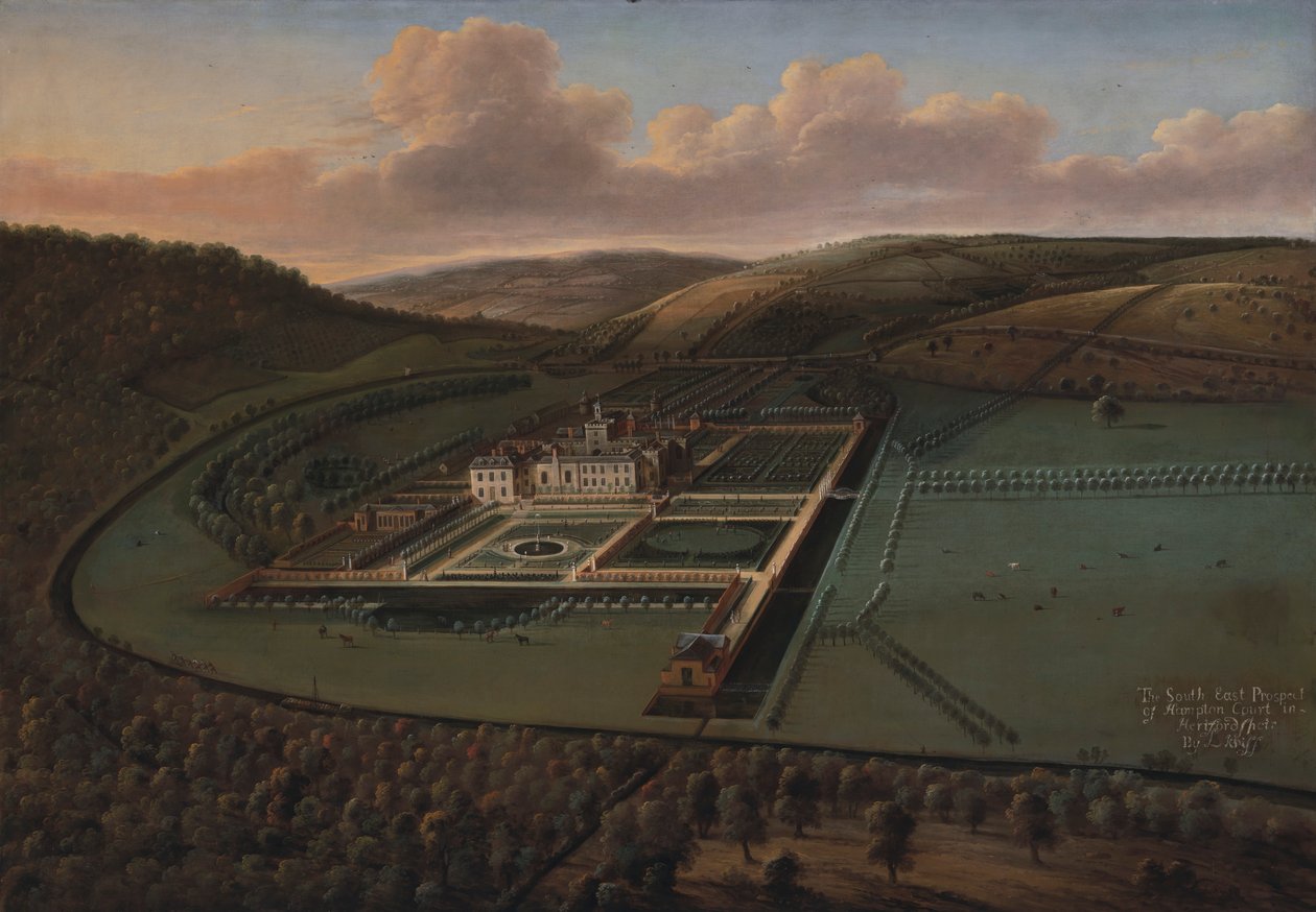 The Southeast Prospect of Hampton Court, Herefordshire av Leonard Knyff