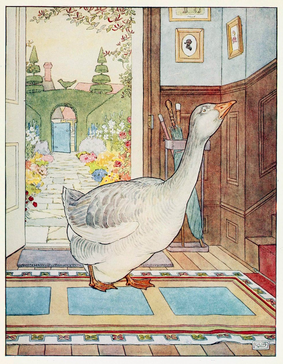 Goosey, Goosey Gander, Where Shall I Wander, fra A Nursery Rhyme Picture Book, pub. 1914. av Leonard Leslie Brooke