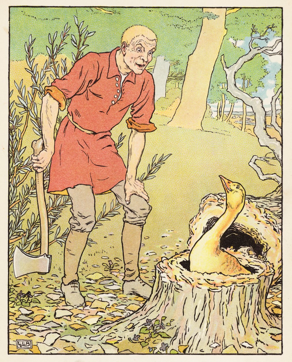 Den gylne gåsen (fargelitografi) av Leonard Leslie Brooke