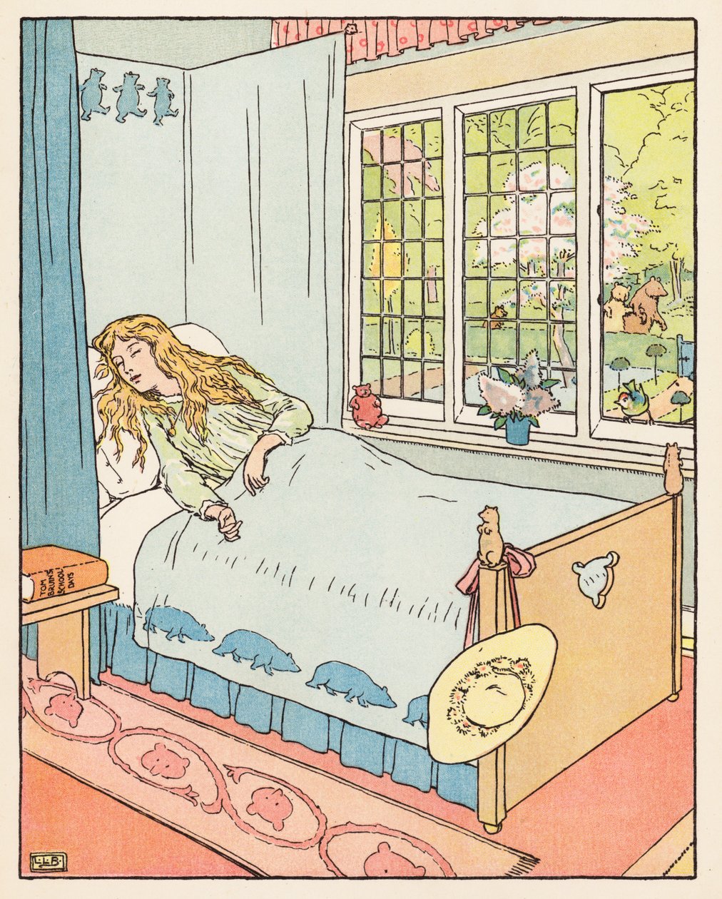 De tre bjørnene (fargelitografi) av Leonard Leslie Brooke