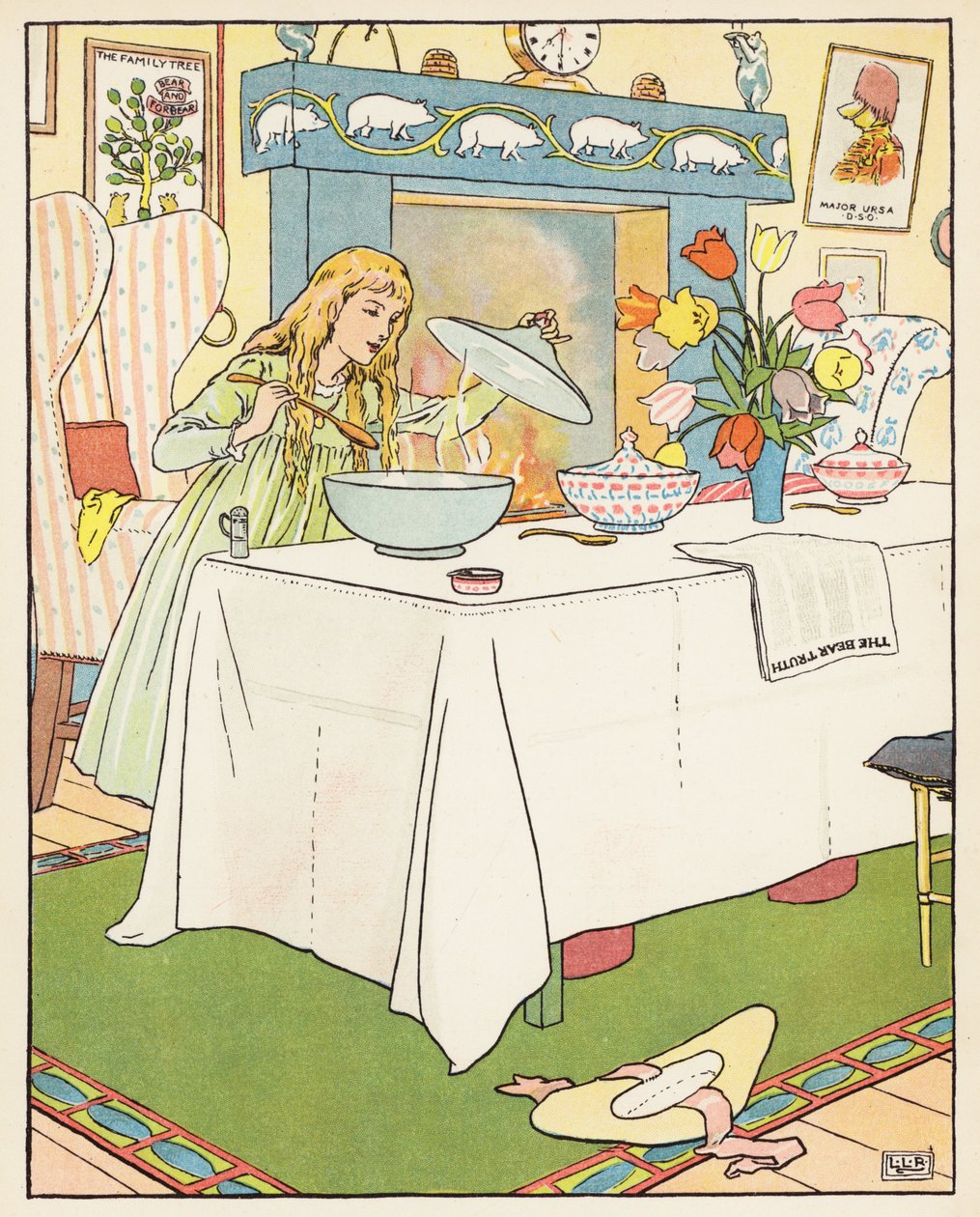 De tre bjørnene (fargelitografi) av Leonard Leslie Brooke