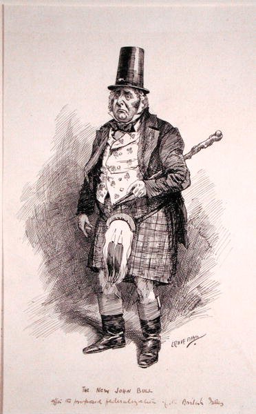 The New John Bull, illustrasjon fra Punch, publisert 26. oktober 1910 (penn og blekk på papir) av Leonard Raven Hill