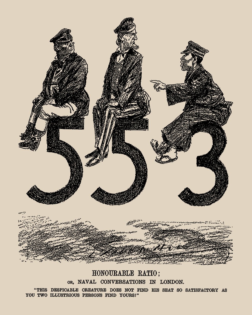 Honorable Ratio eller Naval Conversations i London. Punch, 1934. av Leonard Raven Hill