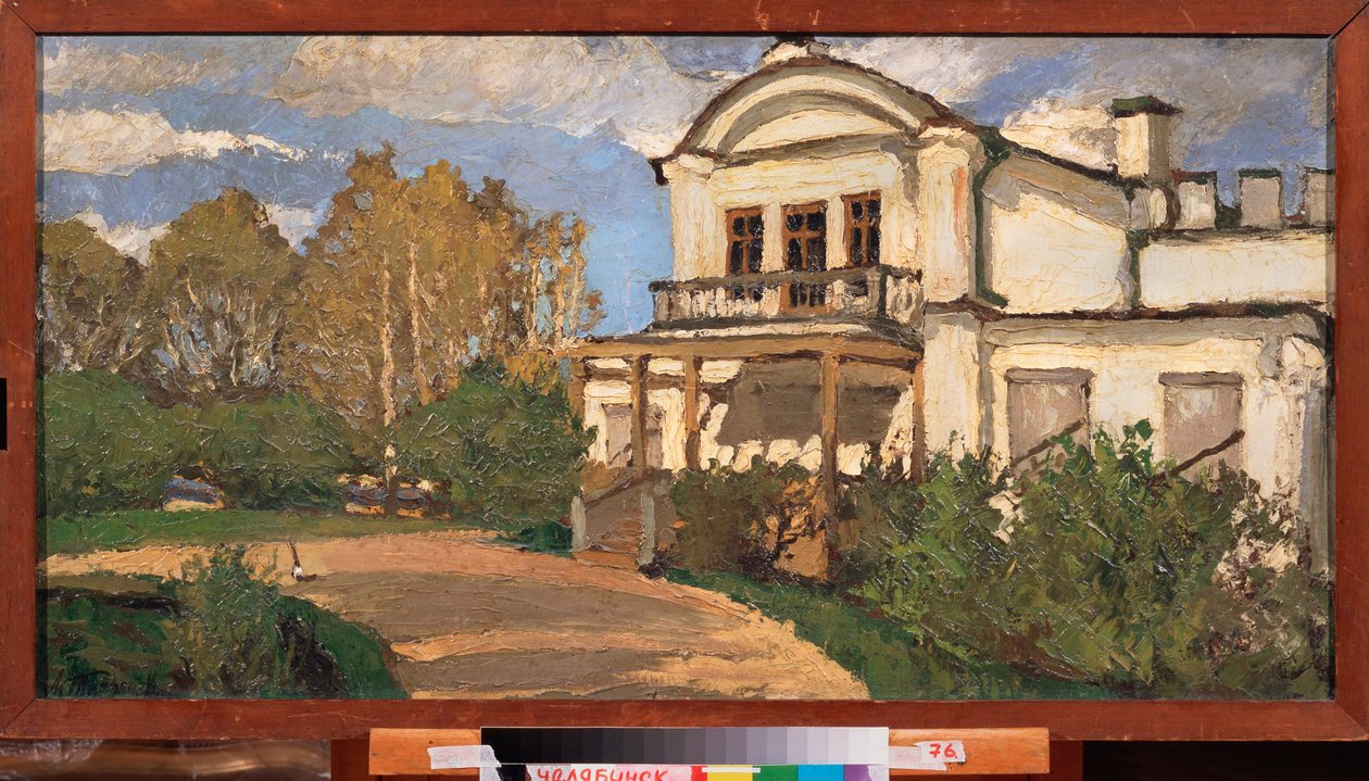 Et hvitt hus - Maleri av Leonard Viktorovich Turzhansky (Tourjansky) (1875-1945), olje på lerret av Leonard Viktorovich Turzhansky