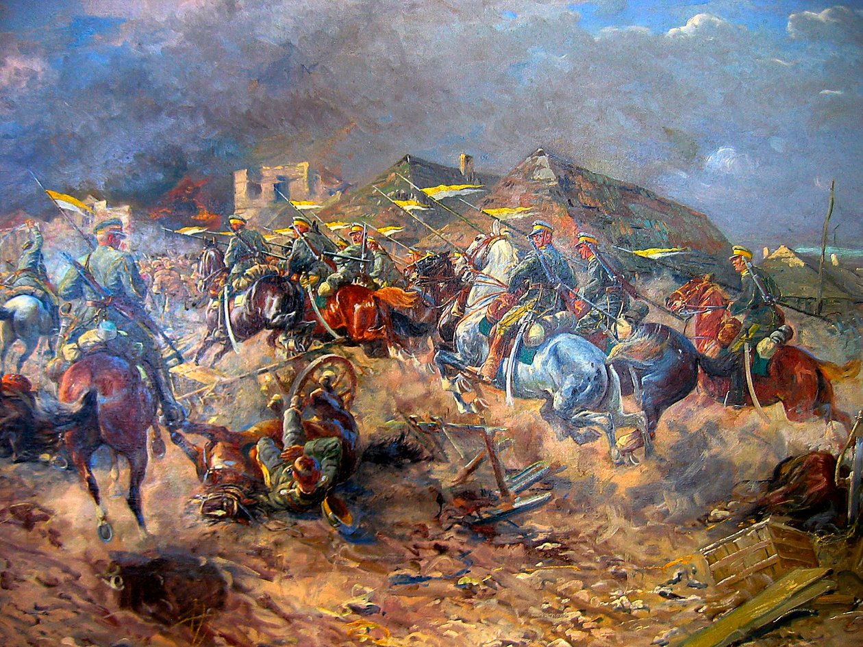 Angrep av polske uhlans på bolsjeviker nær Sloutsk, 1919